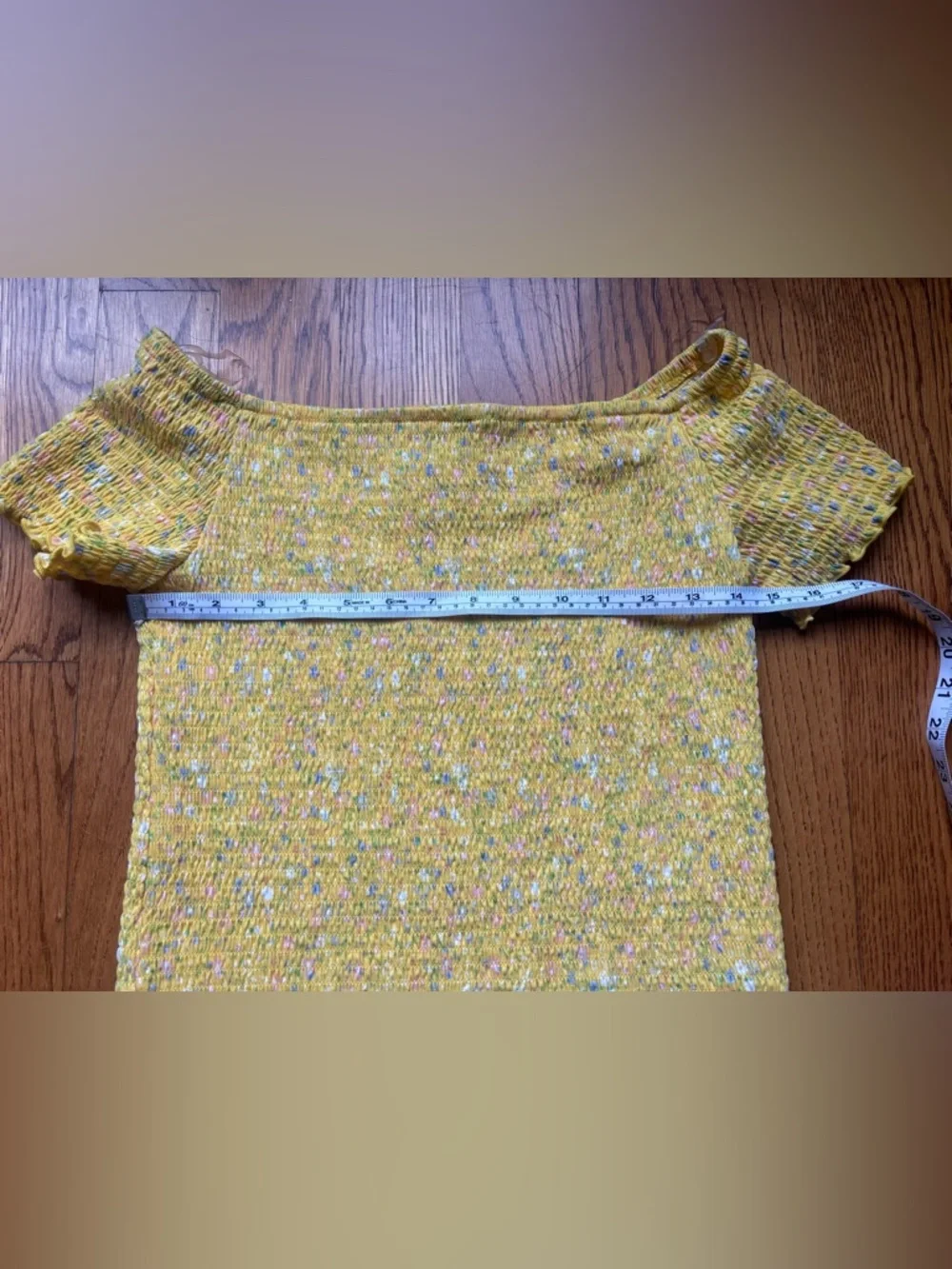 Art Class Yellow Girls Smocked Off-Shoulder Girls 14-16 Ruffle Sleeve Stretch